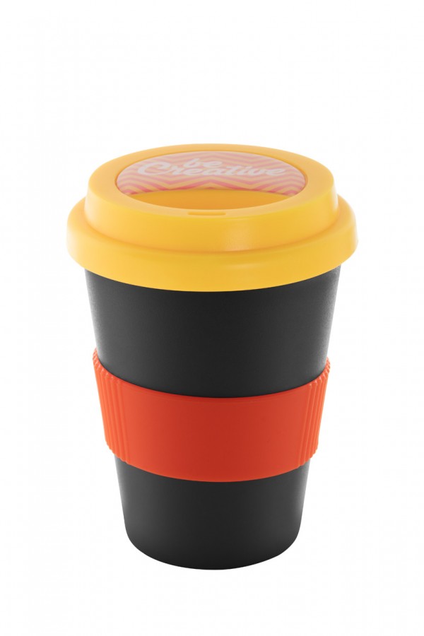 CreaCup Mini cană termoizolantă personalizată, capac  galben