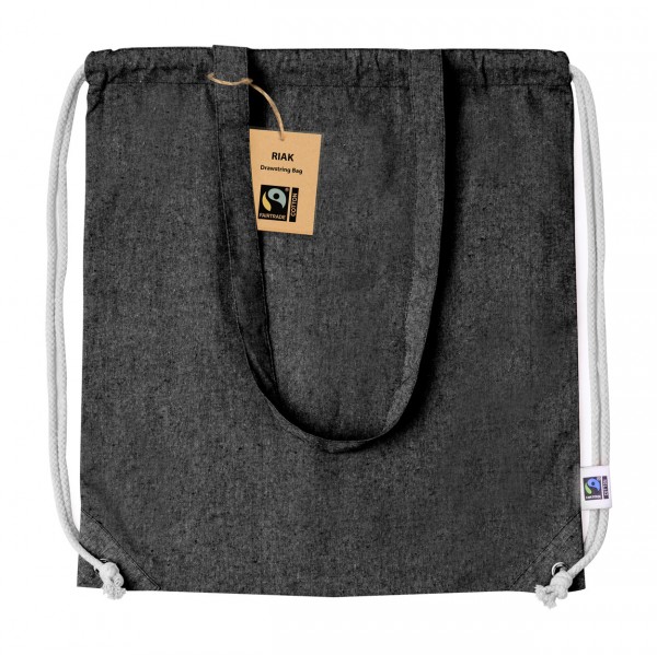 Nefra rucsac cu șnur, FAIRTRADE  negru