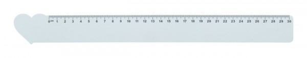 Couler 30 riglă inimă, 30 cm  alb