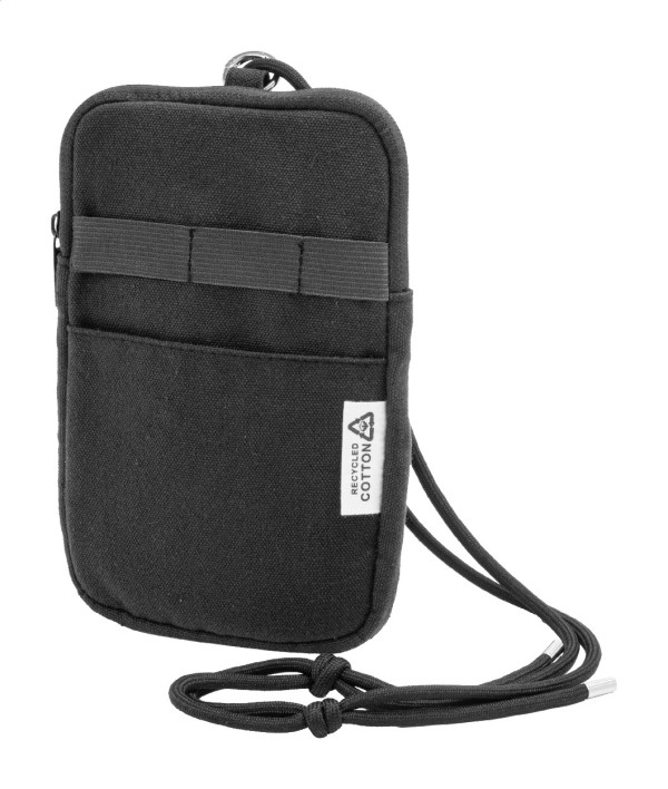 CanvaFon Geantă pentru telefon mobil, crossbody, din pânză reciclată  negru
